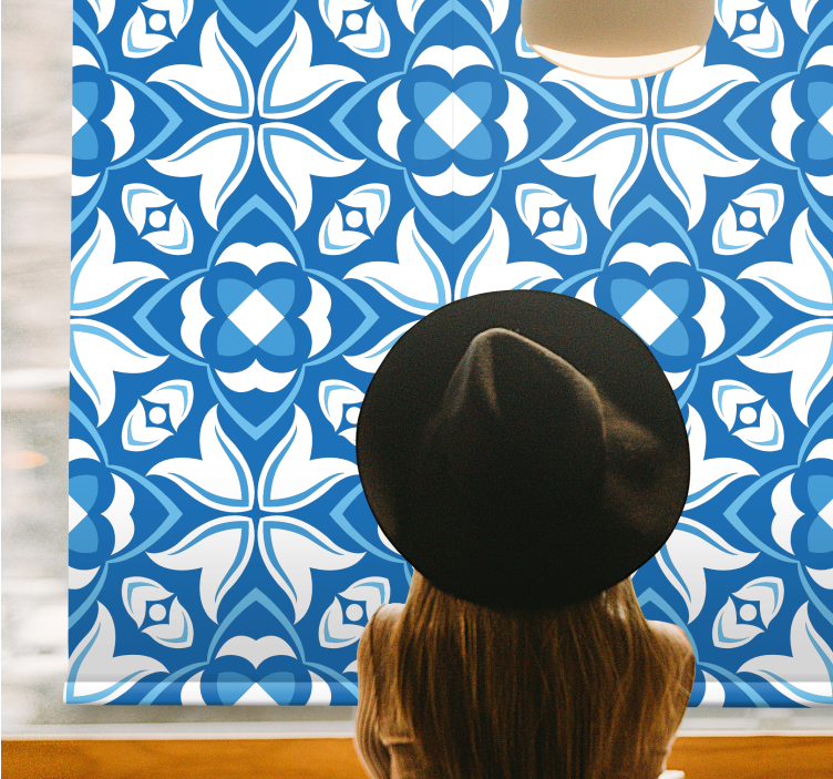 Intricate Blue Motif texture and pattern roller blind - TenStickers