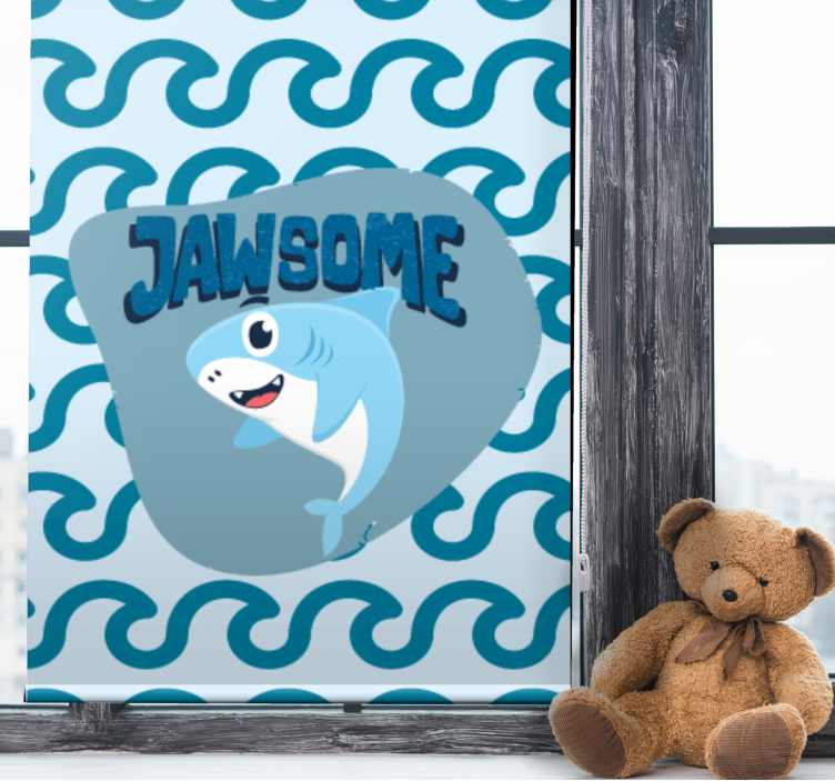 Baby shark with name children room roller blind - TenStickers