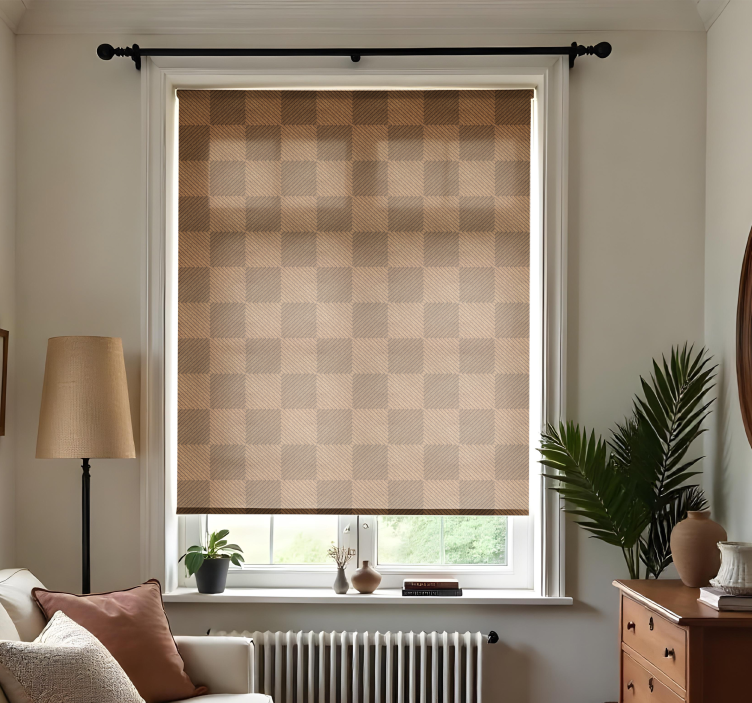 Jute squares motif living room roller blind - TenStickers