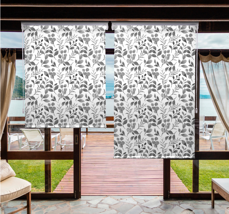 Leafy Botanical Pattern flowers and plants roller blind - TenStickers