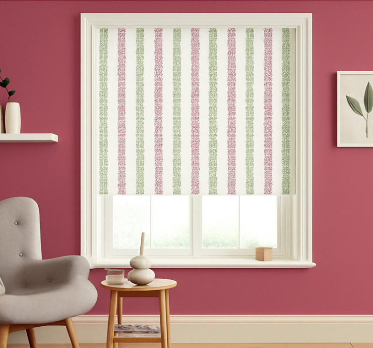 Leafy striped pattern living room roller blind - TenStickers