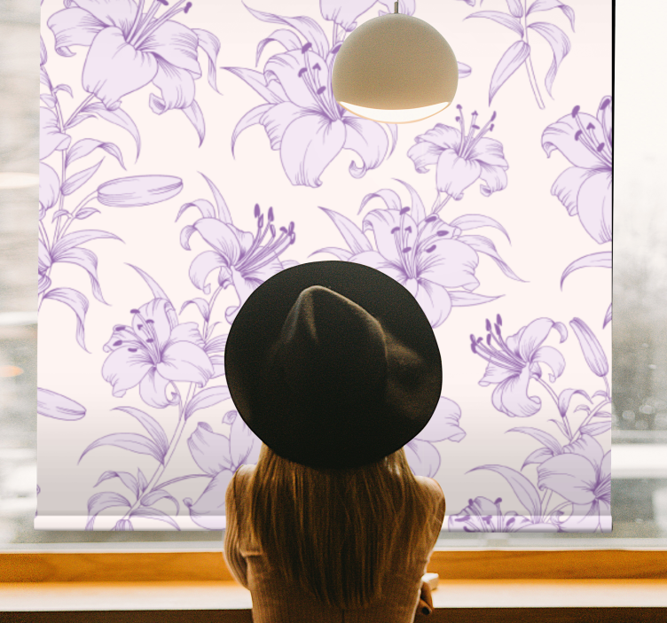 Lilies Floral Pattern flowers and plants roller blind - TenStickers