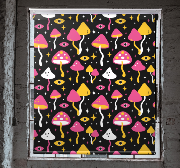 Lively Mushroom Theme fun roller blind - TenStickers