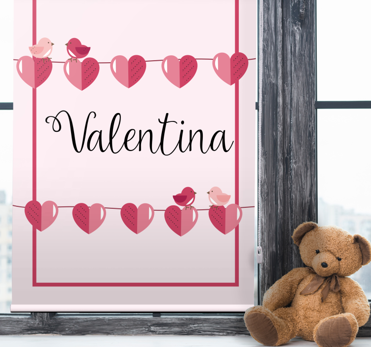 Love hearts and name teenage bedroom roller blind - TenStickers