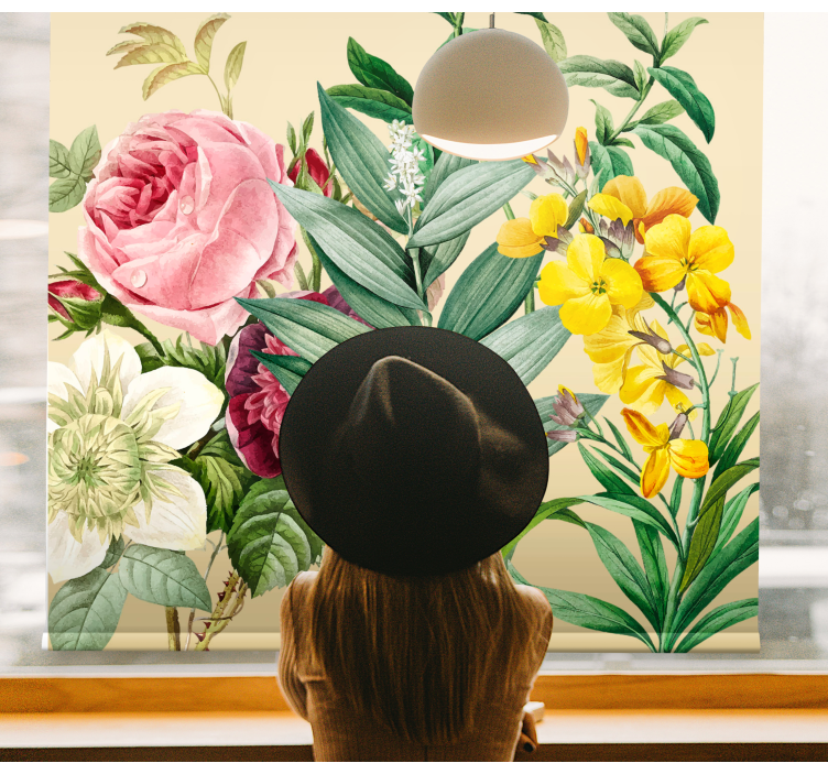 Lush Floral Arrangement flowers and plants roller blind - TenStickers