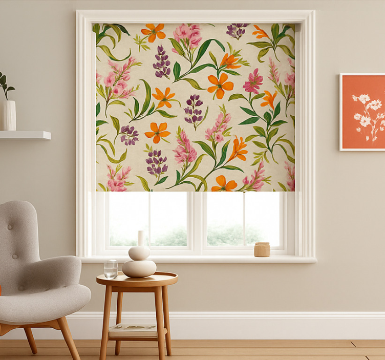 Lush floral pattern living room roller blind - TenStickers