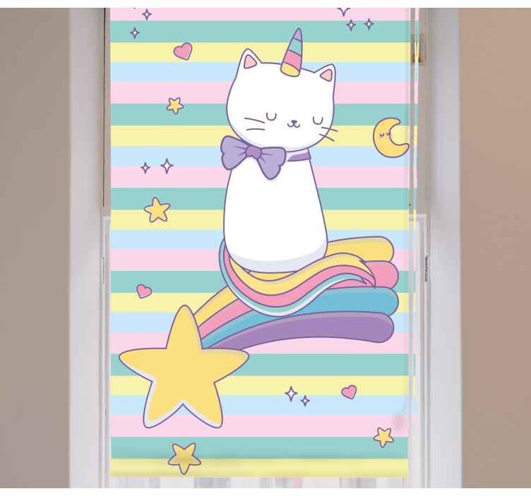 Magical cat unicorn children room roller blind - TenStickers