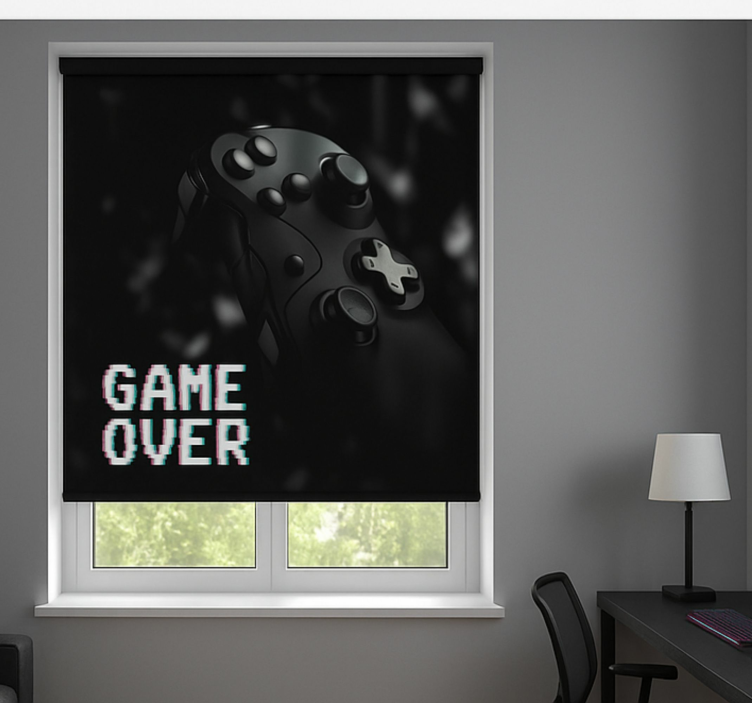 Matte black game over geek roller blind - TenStickers