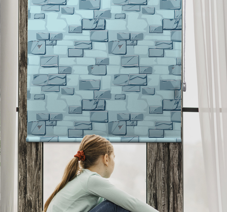 Blue Stone Bricks texture and pattern roller blind - TenStickers