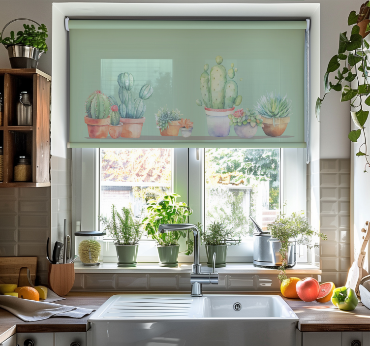 Minimalistic style cactus roller blind - TenStickers