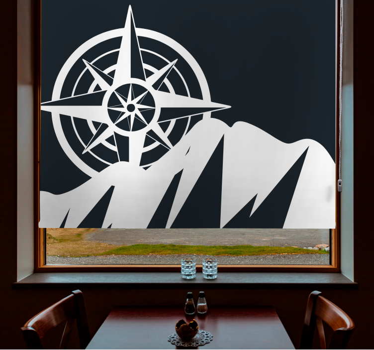 Mountain and compass Original roller blind - TenStickers