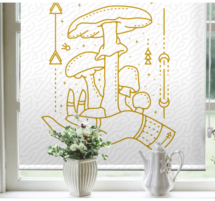 Mushroom Hand Offering flowers and plants roller blind - TenStickers
