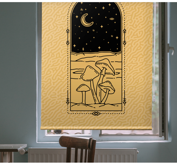 Mushroom Moonlit Scene animal roller blind - TenStickers
