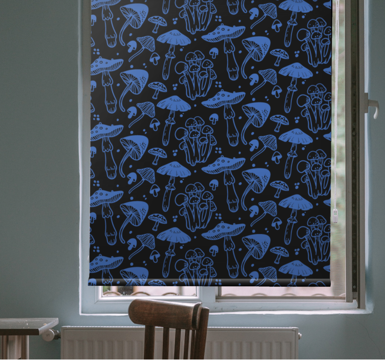 Blue mushroom motif original roller blind - TenStickers