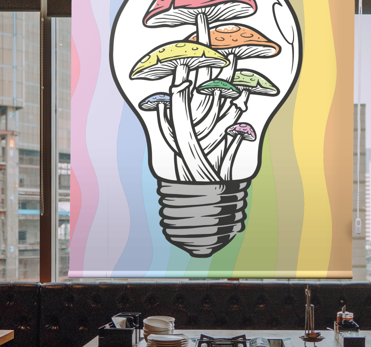 Mushrooms on a light bulb Kitchen blind - TenStickers