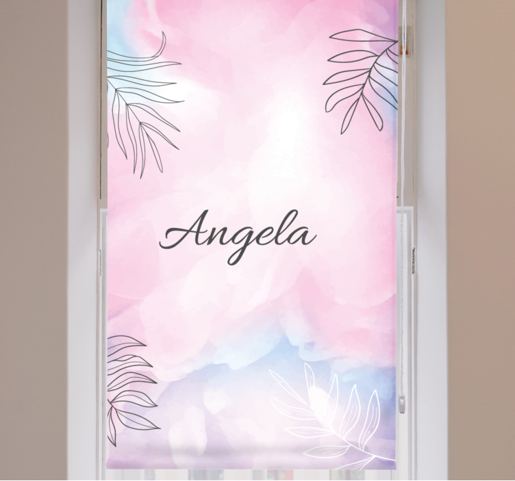Name with palm leaves flower roller blind - TenStickers
