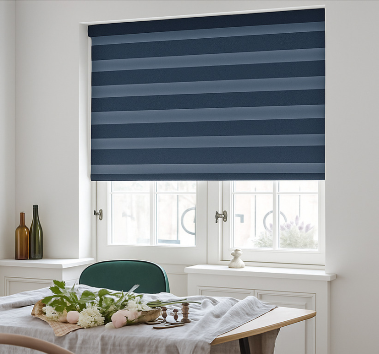 Navy midnight blue stripes  dining room roller blind - TenStickers