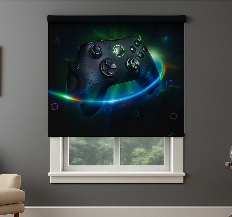 Neon futuristic gaming controller  geek roller blind - TenStickers