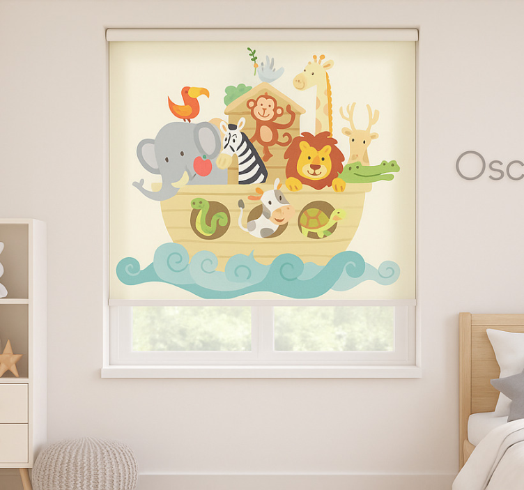 Noah's ark with name children room roller blind - TenStickers