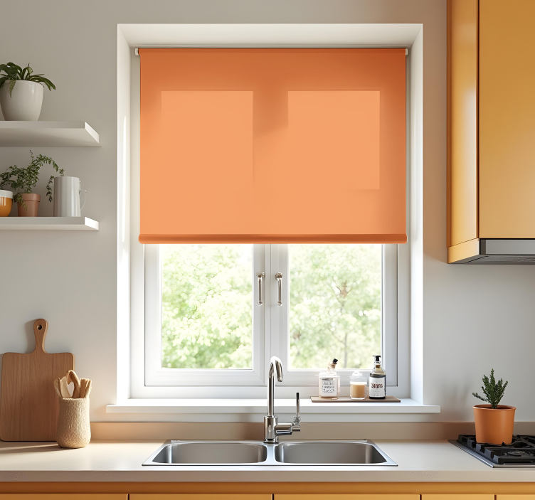 Orange monocolor kitchen roller blind - TenStickers