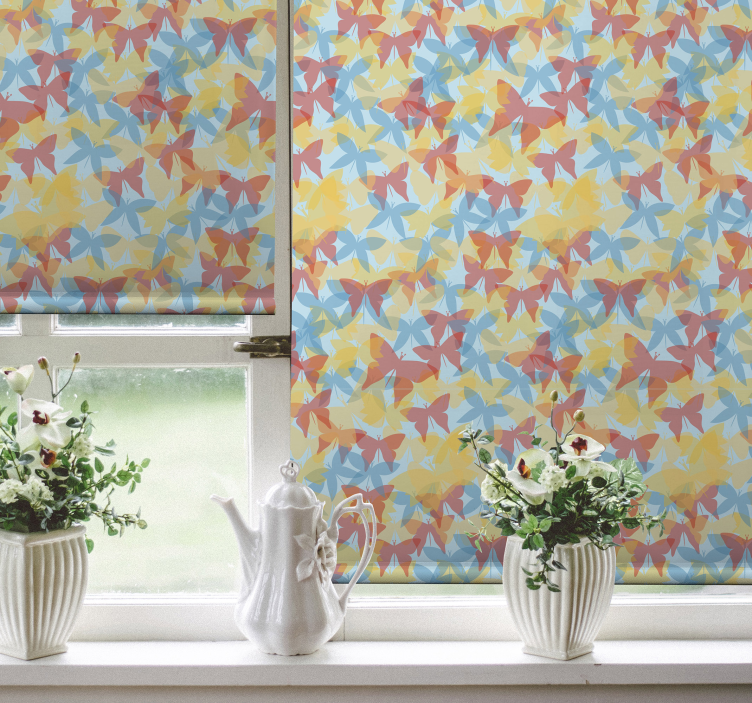 Orange, Yellow and Blue butterfly roller blind - TenStickers