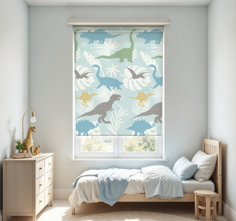 Pastel color pattern dinosaur roller blind - TenStickers