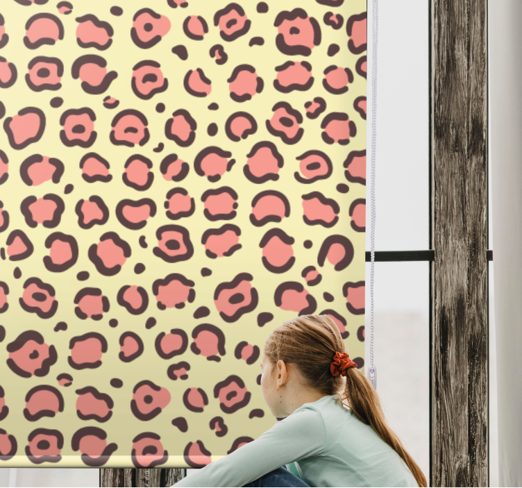 Pink and yellow leopard animal roller blind - TenStickers