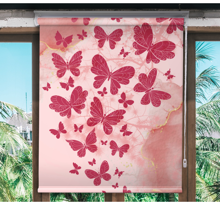 Pink heart arrangement butterfly roller blind - TenStickers