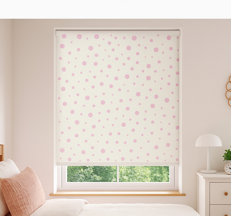 Pink elegant dots teenage bedroom roller blind - TenStickers