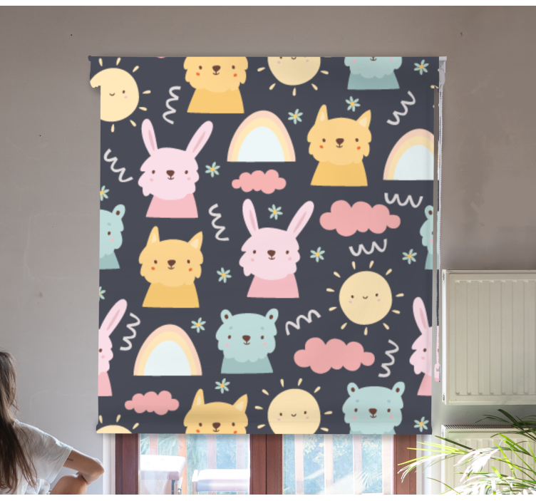 PLAYFUL ANIMALS PATTERN fun roller blind - TenStickers