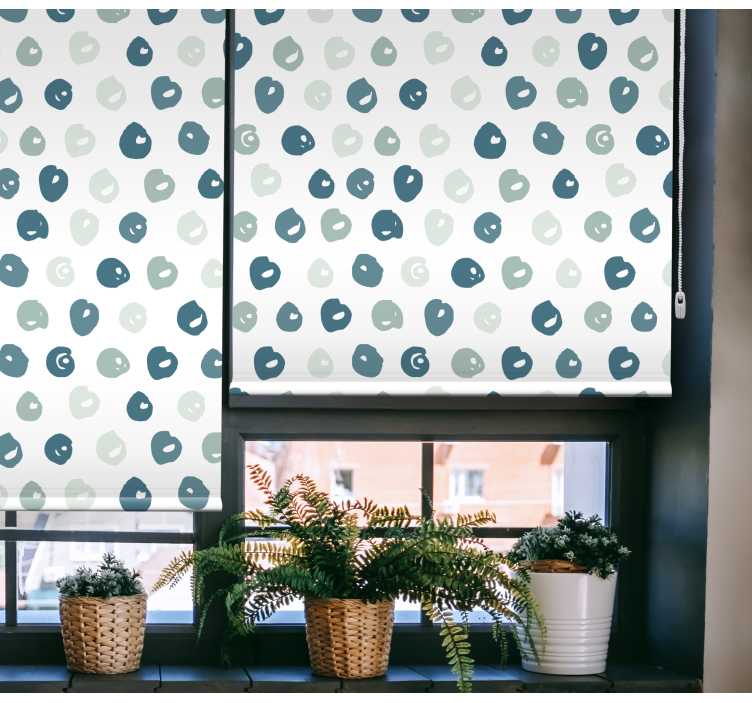 Blue painted dots living room roller blind - TenStickers