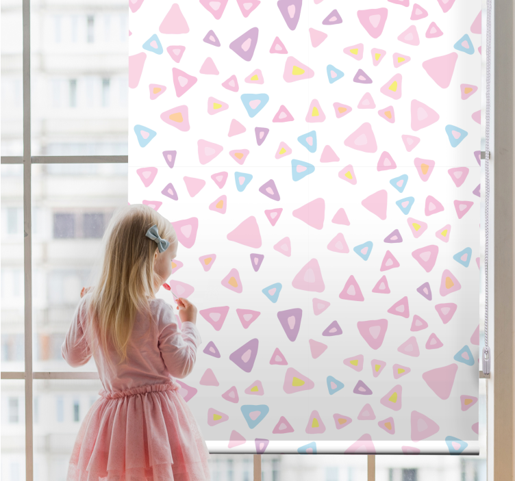 Pink triangle patterns children room roller blind - TenStickers