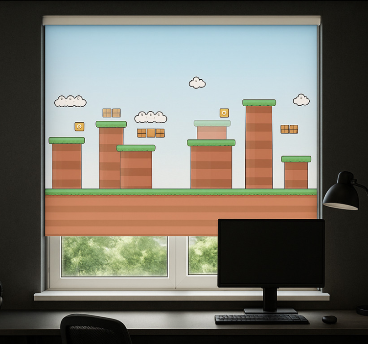 Power up gaming blocks geek roller blind - TenStickers