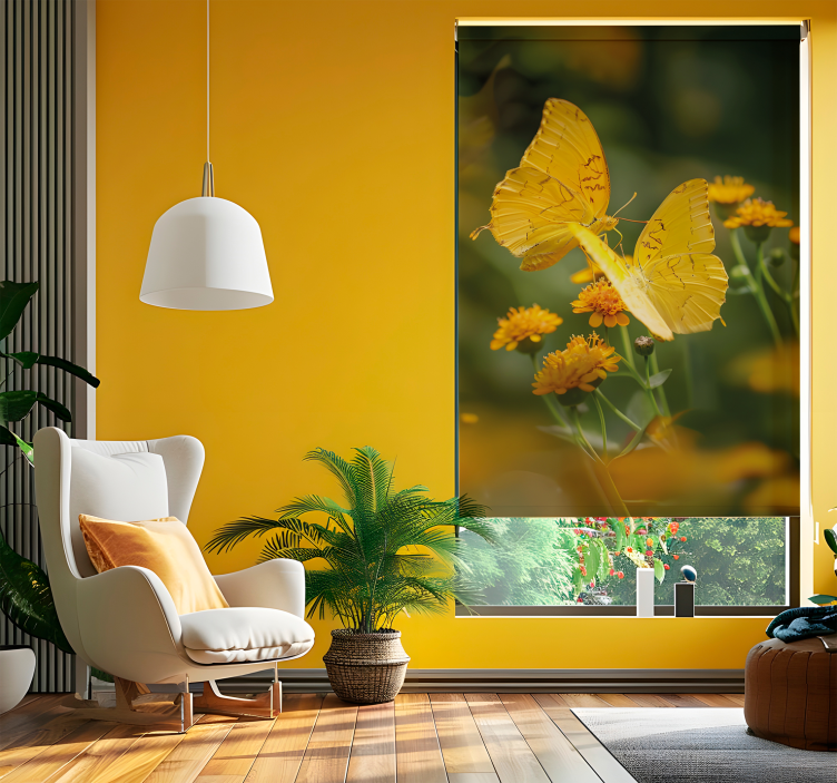 Realistic yellow wings Butterflies blind - TenStickers