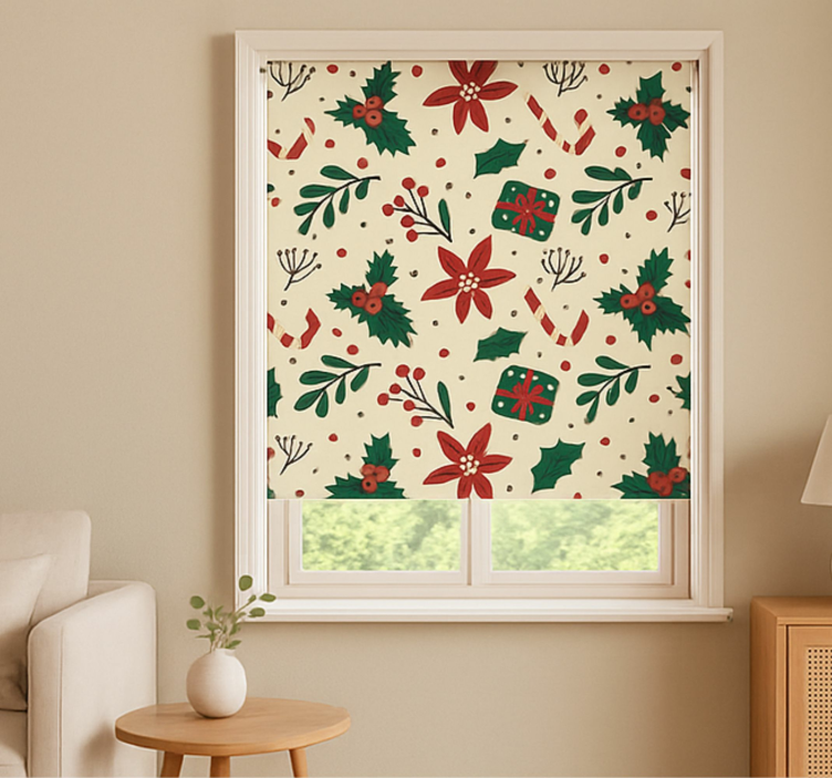 Red Ornaments Forest living room roller blind - TenStickers
