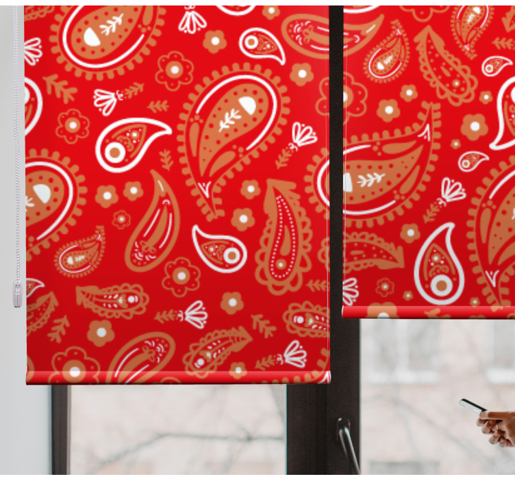 Red paisley pattern flower roller blind - TenStickers