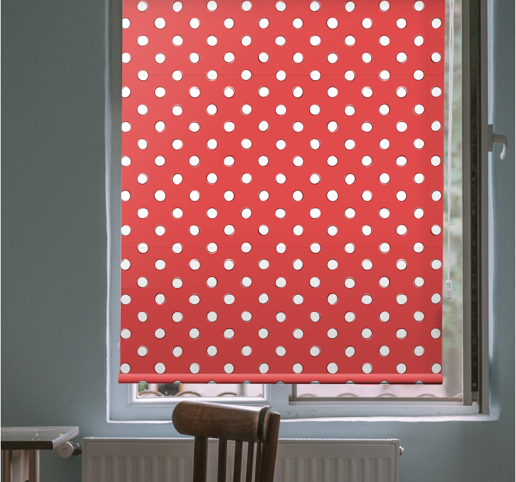 Red polka dots kitchen roller blind - TenStickers