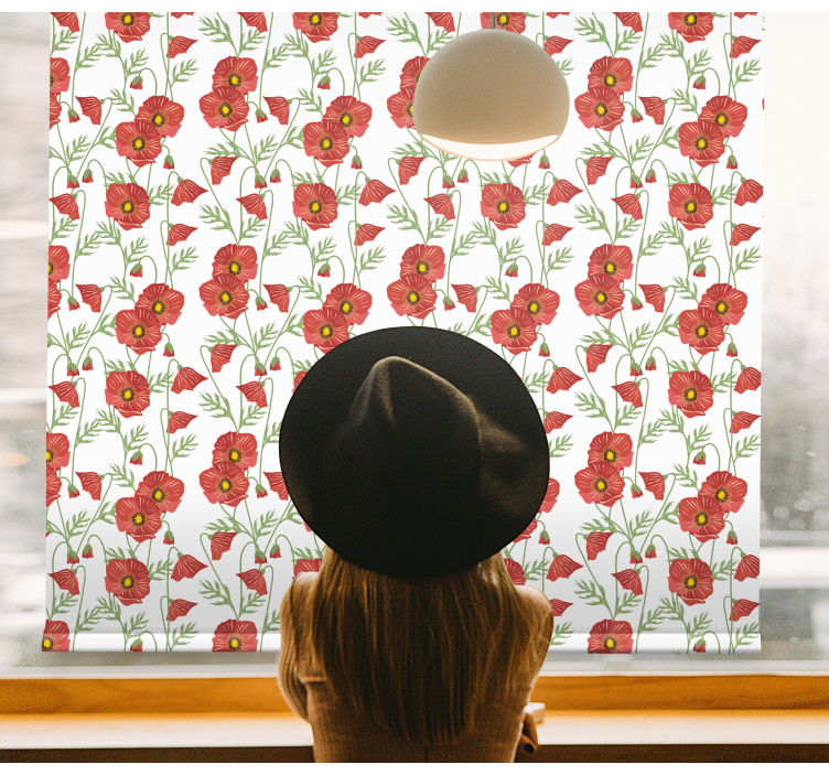 Red Poppy Pattern flower roller blind - TenStickers