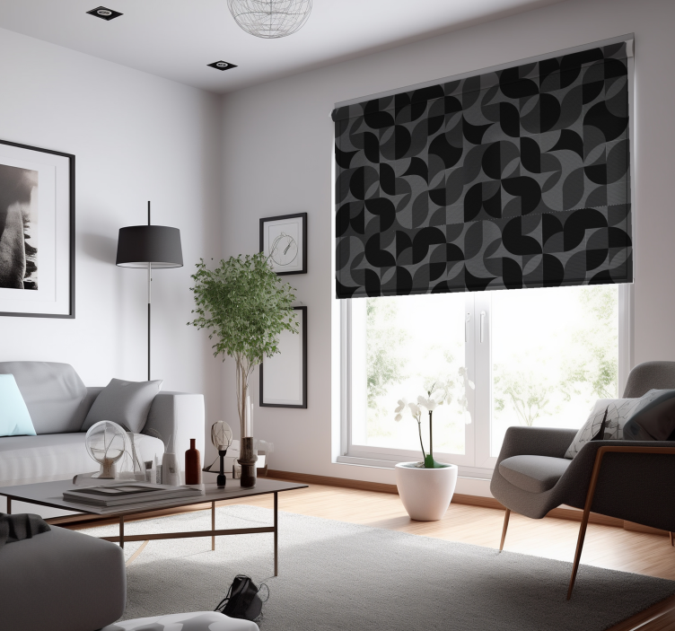 Retro black shapes Living room blind - TenStickers