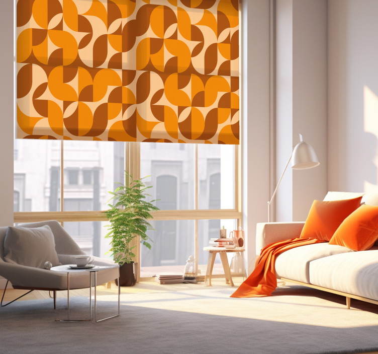 Retro Orange Figures Living Room Blind - TenStickers