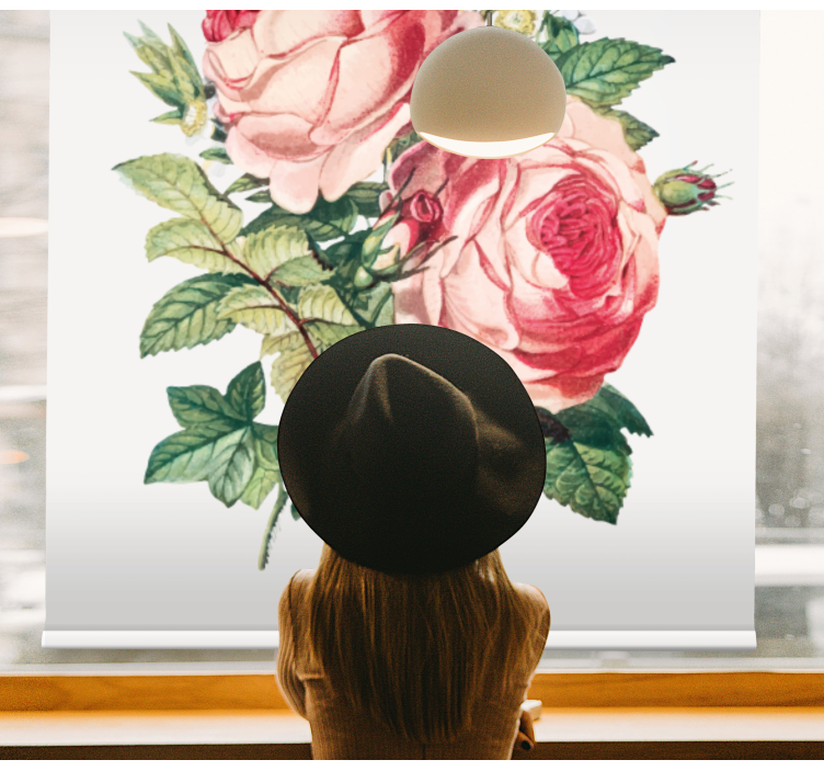Romantic rose blooms flowers and plants roller blind - TenStickers