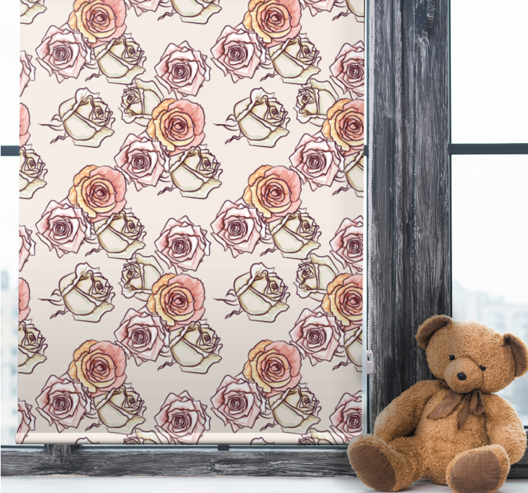Rose Illustration Pattern flowers and plants roller blind - TenStickers