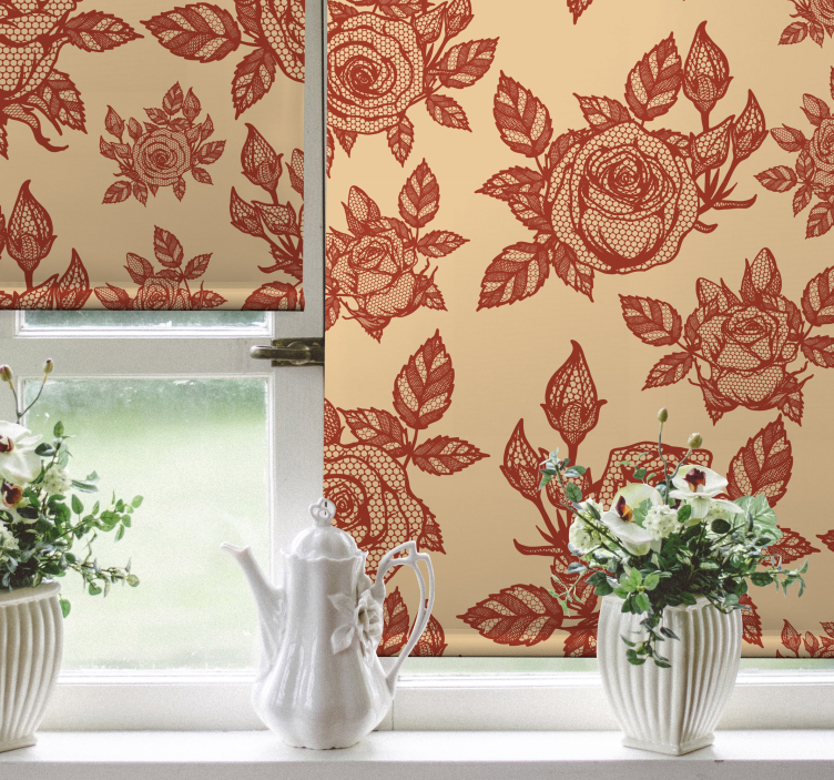 rose lace design Living room blind - TenStickers