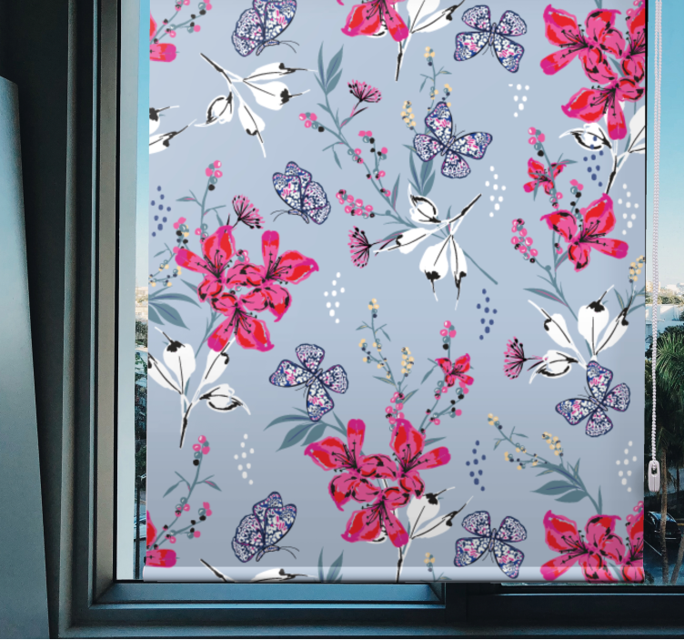 Roses and butterflies Flowers and plant blind - TenStickers