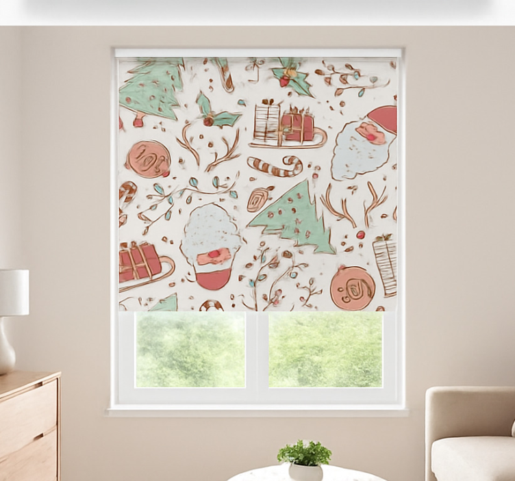Scandi Christmas Pattern living room roller blind - TenStickers