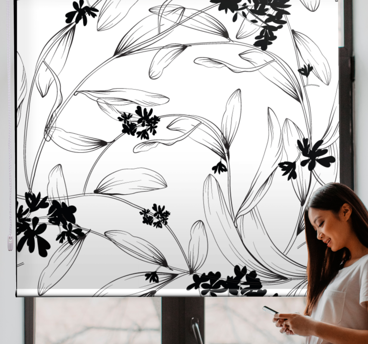 Stylized Floral Pattern flowers and plants roller blind - TenStickers