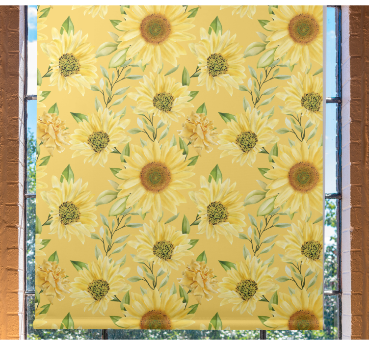Sunflower garden pattern flowers and plants roller blind - TenStickers