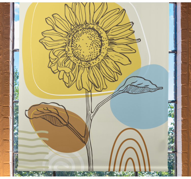 Sunflower with Circles flowers and plants roller blind - TenStickers