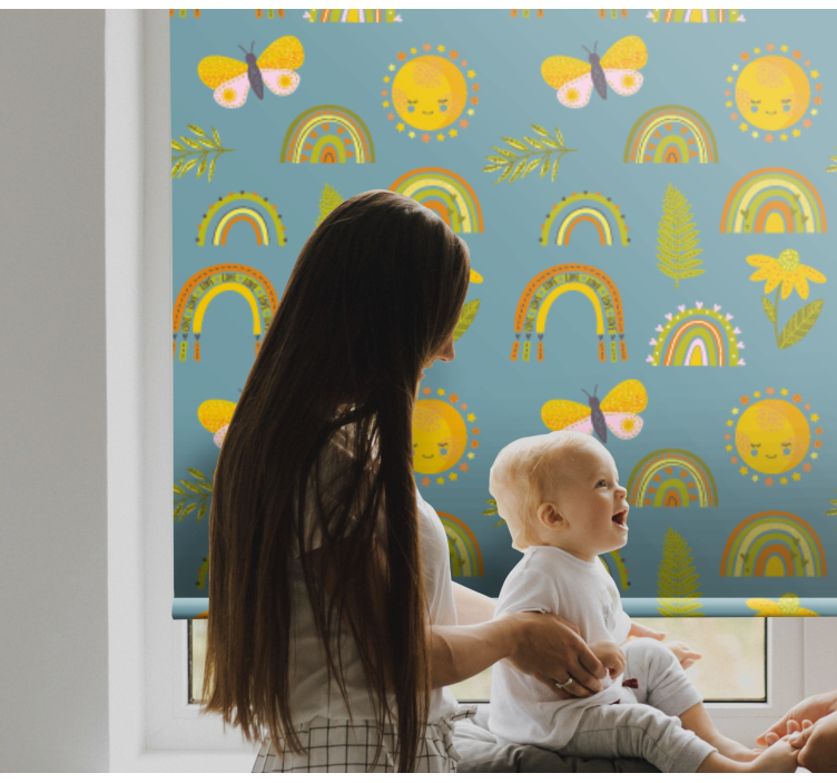 Sunny rainbows design tree roller blind - TenStickers