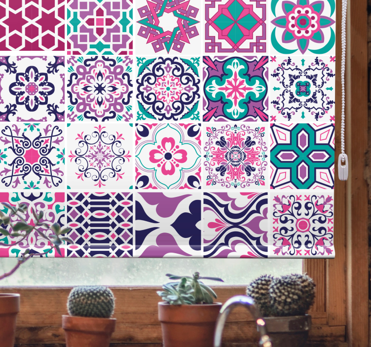Texture and pattern roller blind geometric tile design - TenStickers